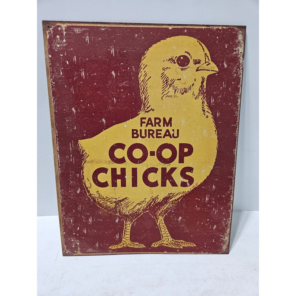 Farm Bureau Co-op Chicks Tin Sign 16x12.5 Desperate Enterprises Distressed